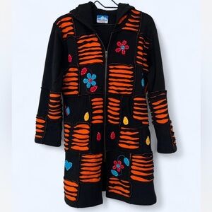 Indie patchwork 100% cotton boho artsy zip sweater